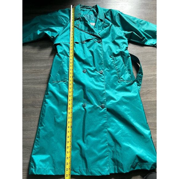 Nuage Vintage 90s Green Button & Belt Trench Coat Mac Uk Women's Size 5/6 - Picture 10 of 12